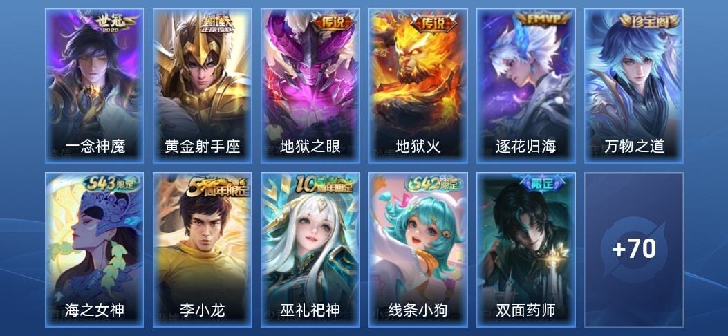 王者荣耀5传说 28史诗 81皮肤 尊贵铂金I