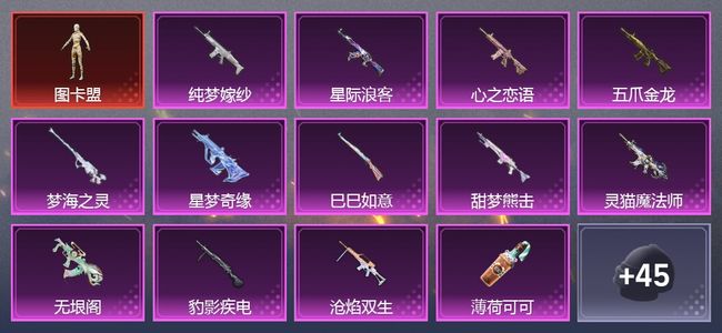 和平精英【苹果版】2载具 19升级枪 16粉装 298枪皮 197套装 19印记