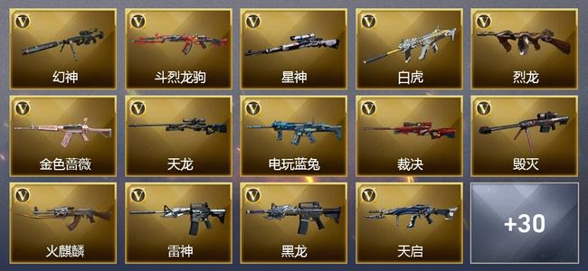 穿越火线（CF）3王者武器 2炫金武器 49V武器 5V角色 可排位 荣耀枪王