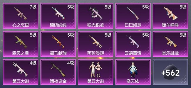 和平精英12升级枪 12粉装 7尾迹 310枪皮 241套装 106038热力 14印记
