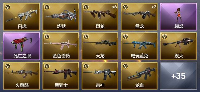 穿越火线（CF）1炫金武器 54V武器 1V角色 16皮肤 可排位 新锐