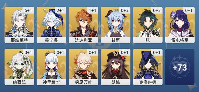 原神103黄 71角色黄 32武器黄 38五星角色 26五星武器 女主 60级