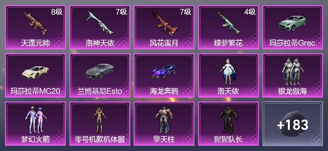 和平精英4载具 4升级枪 9粉装 3飞行器 122枪皮 67套装 45188热力 2印记 黄金