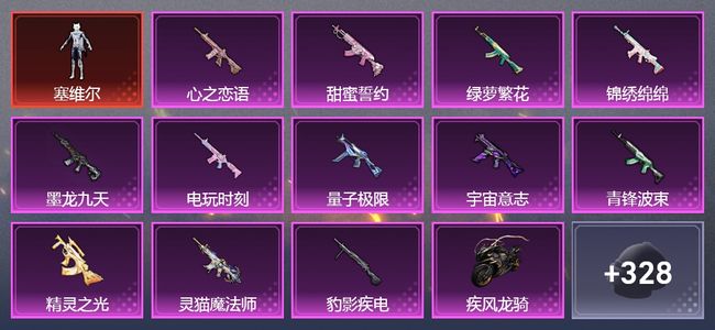 和平精英12升级枪 16粉装 9飞行器 14印记