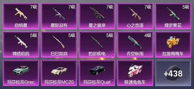 和平精英6载具 9升级枪 9粉装 2飞行器 262枪皮 187套装 89987热力 14印记 王牌