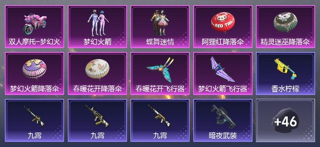 和平精英1载具 2粉装 2尾迹 31套装 13784热力