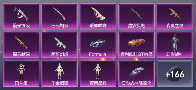 和平精英2载具 7升级枪 4粉装 2尾迹 123套装 45581热力 12印记