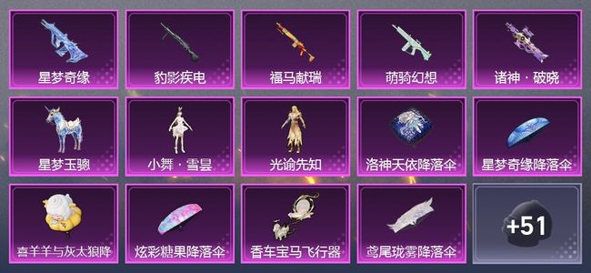 和平精英1载具 5升级枪 2粉装 1尾迹 36套装 19123热力 2印记