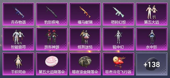和平精英1载具 4升级枪 7粉装 2尾迹 85套装 3,8514热力 4印记