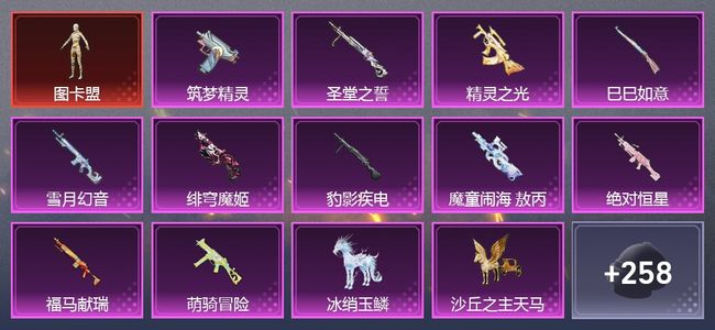 和平精英1载具 11升级枪 4粉装 10尾迹 186套装 7,1555热力 11印记