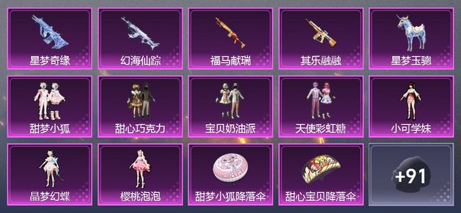 和平精英1载具 4升级枪 7粉装 4尾迹 73枪皮 58套装 2,5962热力 1印记