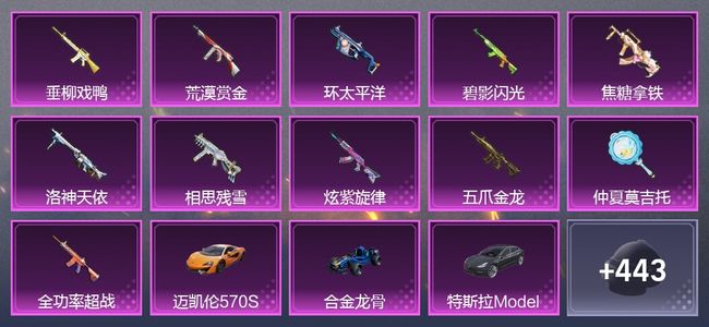 和平精英3载具 11升级枪 28粉装 4尾迹 280枪皮 210套装 102757热力 14印记