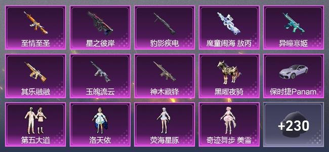 和平精英2载具 8升级枪 5粉装 4尾迹 123套装 62116热力 7印记