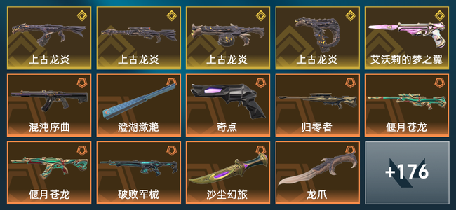 无畏契约36橙皮 5金皮 20紫皮 190皮肤 90310皮肤总价值 1845已用源晶 铂金