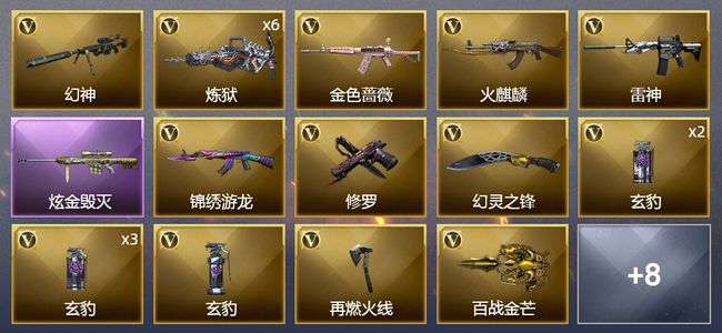 穿越火线（CF）1炫金武器 29V武器 1V角色 7皮肤 可排位 专家