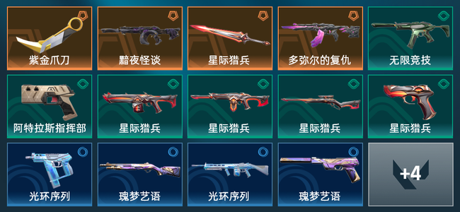 无畏契约4橙皮 18皮肤 5760皮肤总价值 250已用源晶 黄金