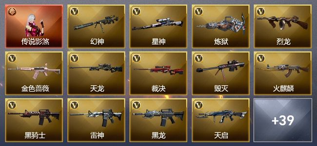 穿越火线（CF）1传说角色 1王者武器 3炫金武器 54V武器 2V角色 14皮肤 可排位 新锐