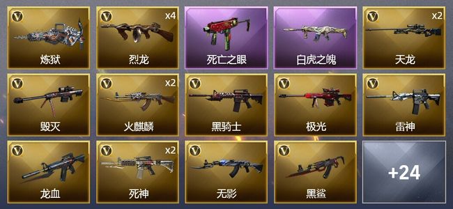 穿越火线（CF）4王者武器 1炫金武器 39V武器 2V角色 7皮肤 可排位 新锐