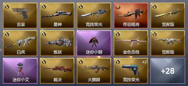 穿越火线（CF）1传说武器 58V武器 1V角色 15皮肤 可排位 传奇