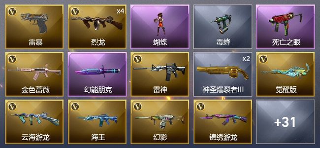 穿越火线（CF）33V武器 3V角色 10皮肤 可排位 新锐