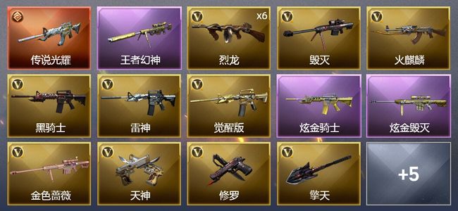 穿越火线（CF）1传说武器 1王者武器 2炫金武器 17V武器 1V角色 2皮肤 可排位 新锐