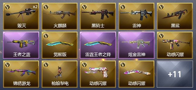 穿越火线（CF）3王者武器 1炫金武器 16V武器 5皮肤 可排位 新锐