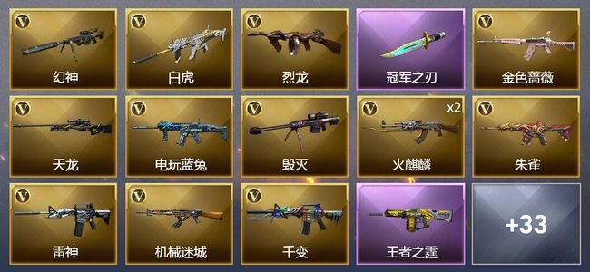 穿越火线（CF）1王者武器 1炫金武器 51V武器 2V角色 18皮肤 可排位