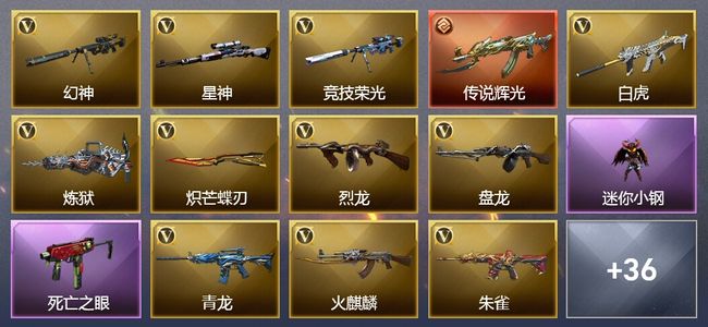 穿越火线（CF）1传说武器 6王者武器 57V武器 21V角色 12皮肤 可排位