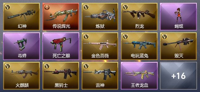 穿越火线（CF）1传说武器 9王者武器 1炫金武器 34V武器 19V角色 13皮肤 可排位