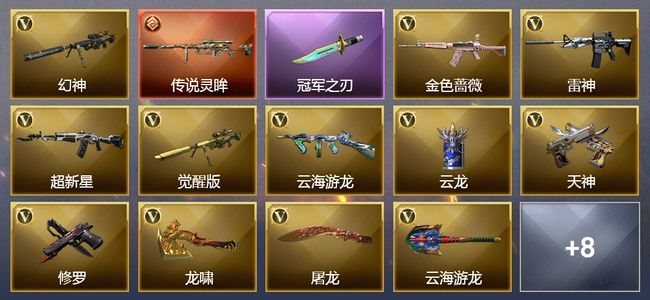 穿越火线（CF）1传说武器 4王者武器 22V武器 20V角色 14皮肤 可排位