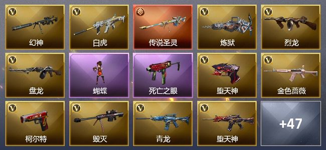 穿越火线（CF）1传说武器 8王者武器 5炫金武器 81V武器 18V角色 18皮肤 可排位