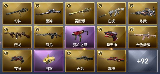 穿越火线（CF）25王者武器 5炫金武器 158V武器 23V角色 41皮肤 可排位