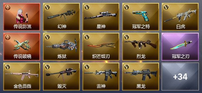 穿越火线（CF）1传说角色 1传说武器 5王者武器 1炫金武器 47V武器 17V角色 18皮肤 可排位