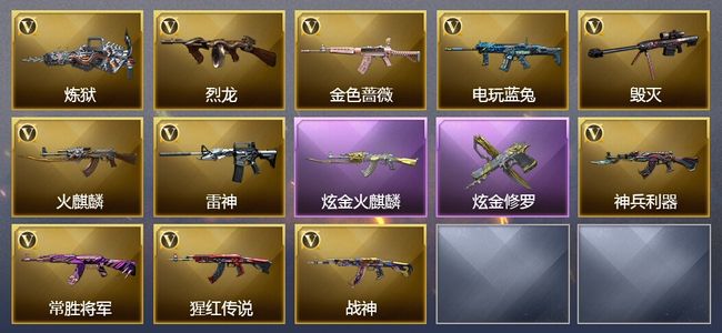 穿越火线（CF）1王者武器 2炫金武器 14V武器 6V角色 6皮肤 可排位