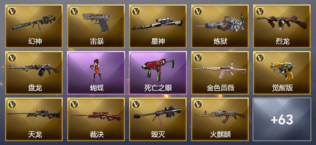 穿越火线（CF）17王者武器 8炫金武器 155V武器 34V角色 36皮肤 可排位