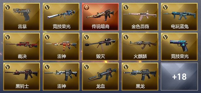 穿越火线（CF）1传说武器 1王者武器 41V武器 26V角色 16皮肤 可排位
