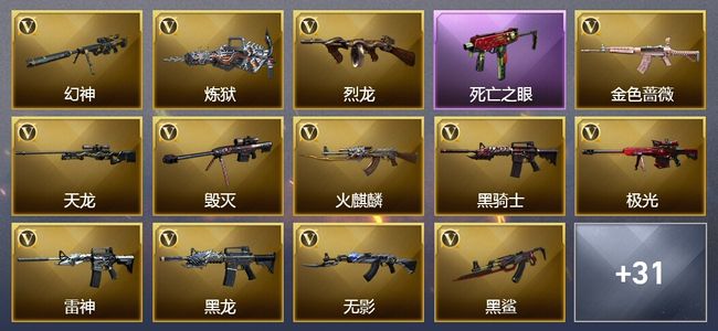 穿越火线（CF）6王者武器 2炫金武器 56V武器 18V角色 26皮肤 可排位