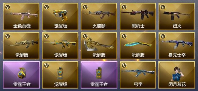 穿越火线（CF）10王者武器 7V武器 3V角色 2皮肤 可排位