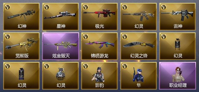 穿越火线（CF）1王者武器 1炫金武器 10V武器 17V角色 2皮肤 可排位
