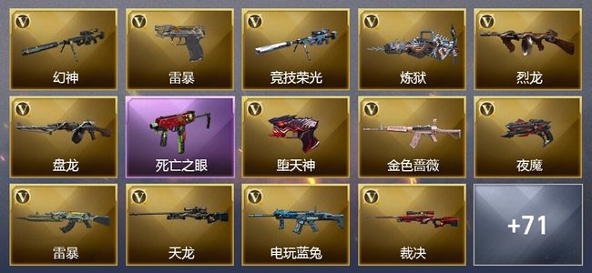 穿越火线（CF）7王者武器 3炫金武器 125V武器 25V角色 31皮肤 可排位