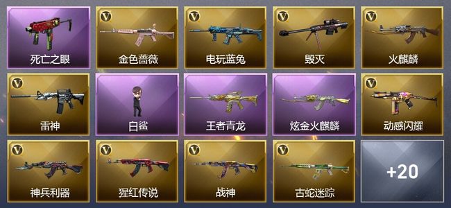 穿越火线（CF）1王者武器 1炫金武器 23V武器 16皮肤 可排位 新锐