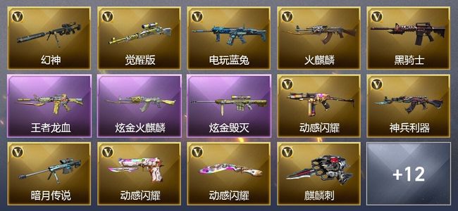 穿越火线（CF）1王者武器 2炫金武器 15V武器 5皮肤 可排位 传奇
