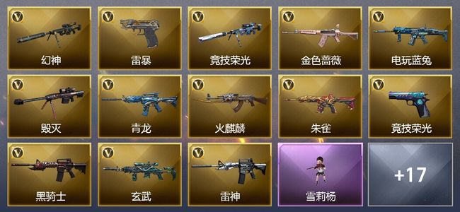 穿越火线（CF）1王者武器 3炫金武器 39V武器 6V角色 11皮肤 可排位