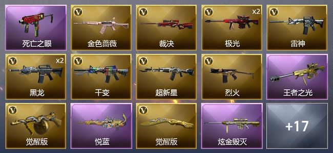 穿越火线（CF）2王者武器 1炫金武器 24V武器 1V角色 6皮肤 可排位 专家