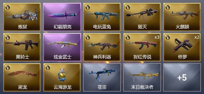 穿越火线（CF）1炫金武器 13V武器 14皮肤 可排位 新锐