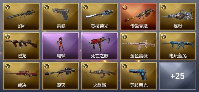 穿越火线（CF）1传说武器 2王者武器 2炫金武器 77V武器 8V角色 15皮肤 可排位