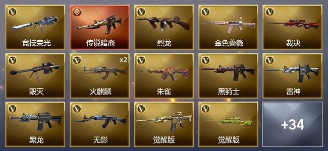穿越火线（CF）1传说武器 3炫金武器 64V武器 1V角色 24皮肤 可排位 新锐