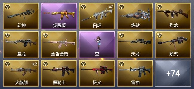 穿越火线（CF）6王者武器 2炫金武器 59V武器 5V角色 34皮肤 可排位 枪王