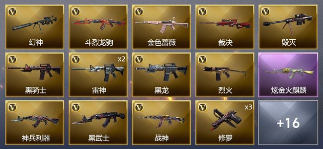 穿越火线（CF）1炫金武器 26V武器 14皮肤 可排位 枪王