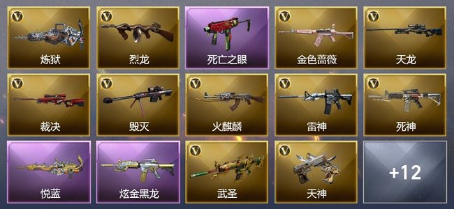 穿越火线（CF）1王者武器 1炫金武器 36V武器 7V角色 9皮肤 可排位